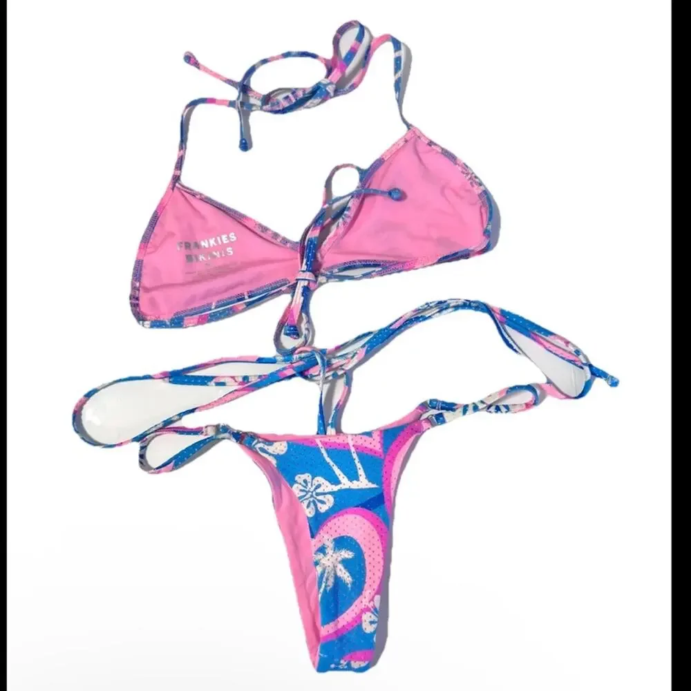 Frankie's Bikinis Boardwalk Layla  Mesh Tropic Love Bikini Swimsuit Sz S